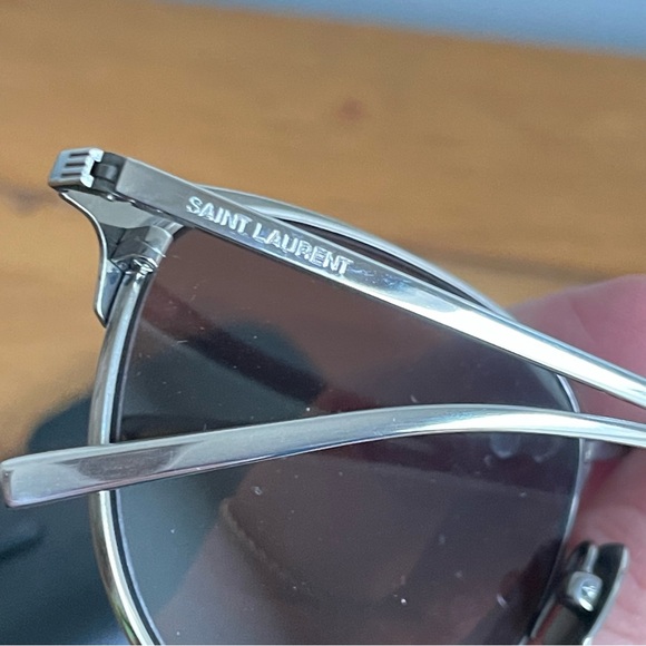 SAINT LAURENT silver brown aviator Sunglasses - Picture 5 of 6